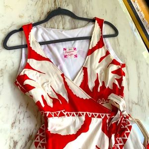 OOAK Custom Aloha ulu print wrap dress by Hawaii designer Puamana Crabbe